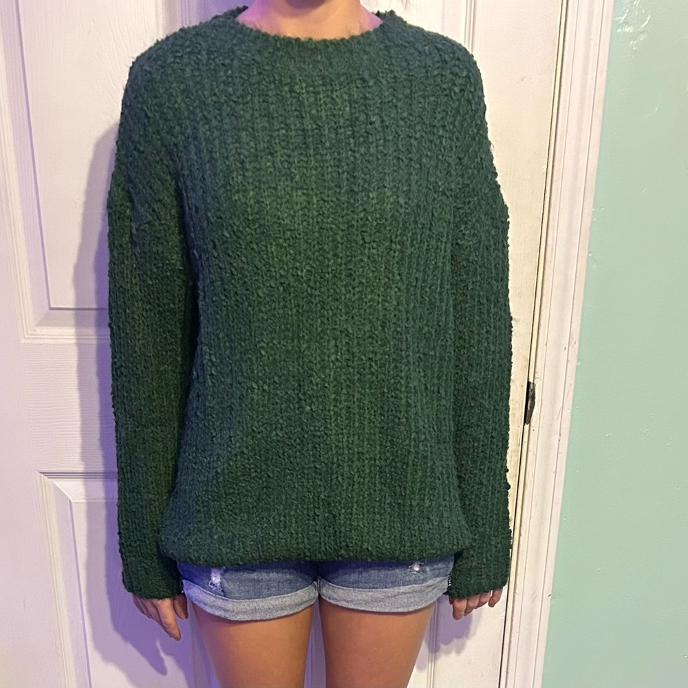 Zenana Popcorn Sweater Green NWT